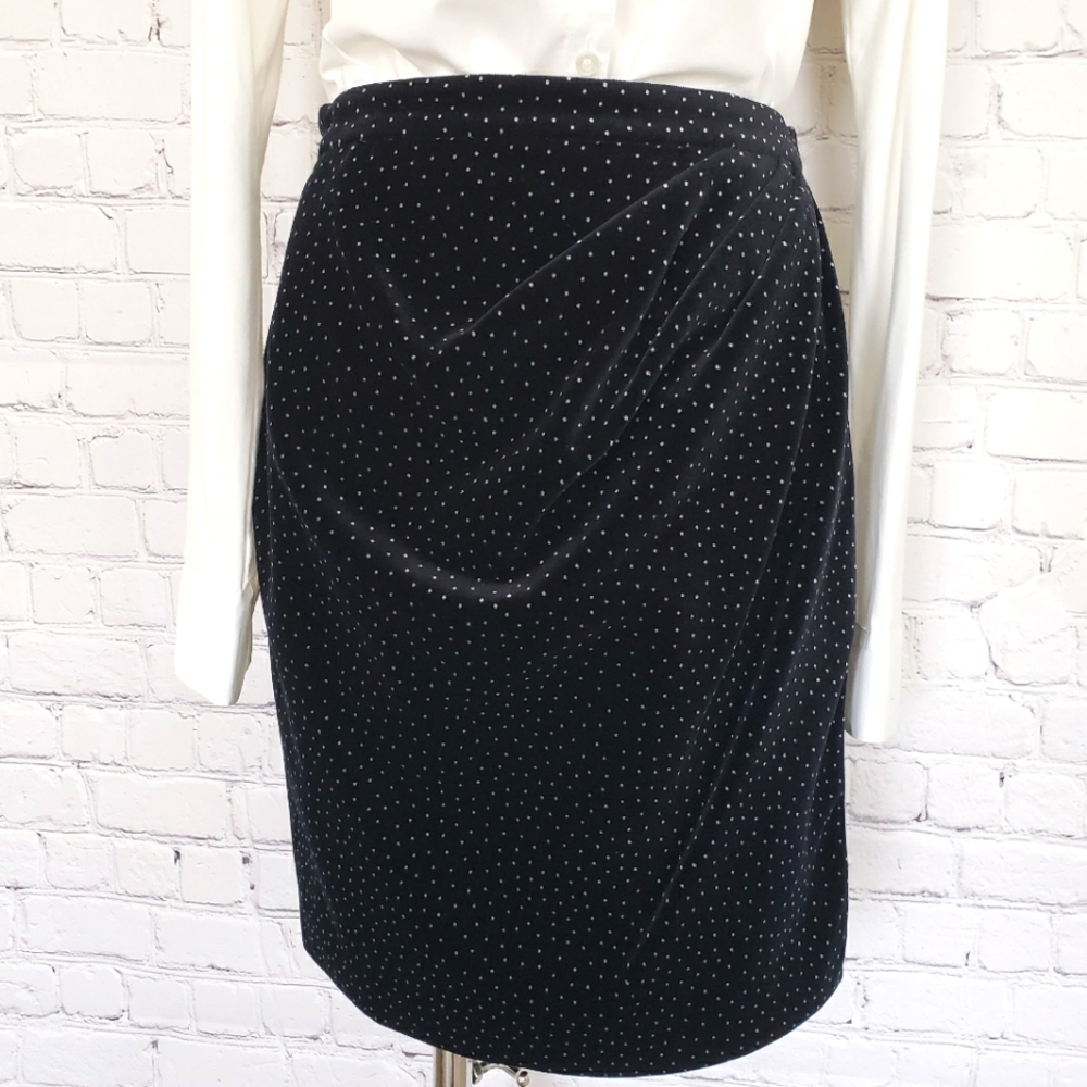 THEORY Pleat Wrap Black Polka Dot Velvet Mini Skirt--2